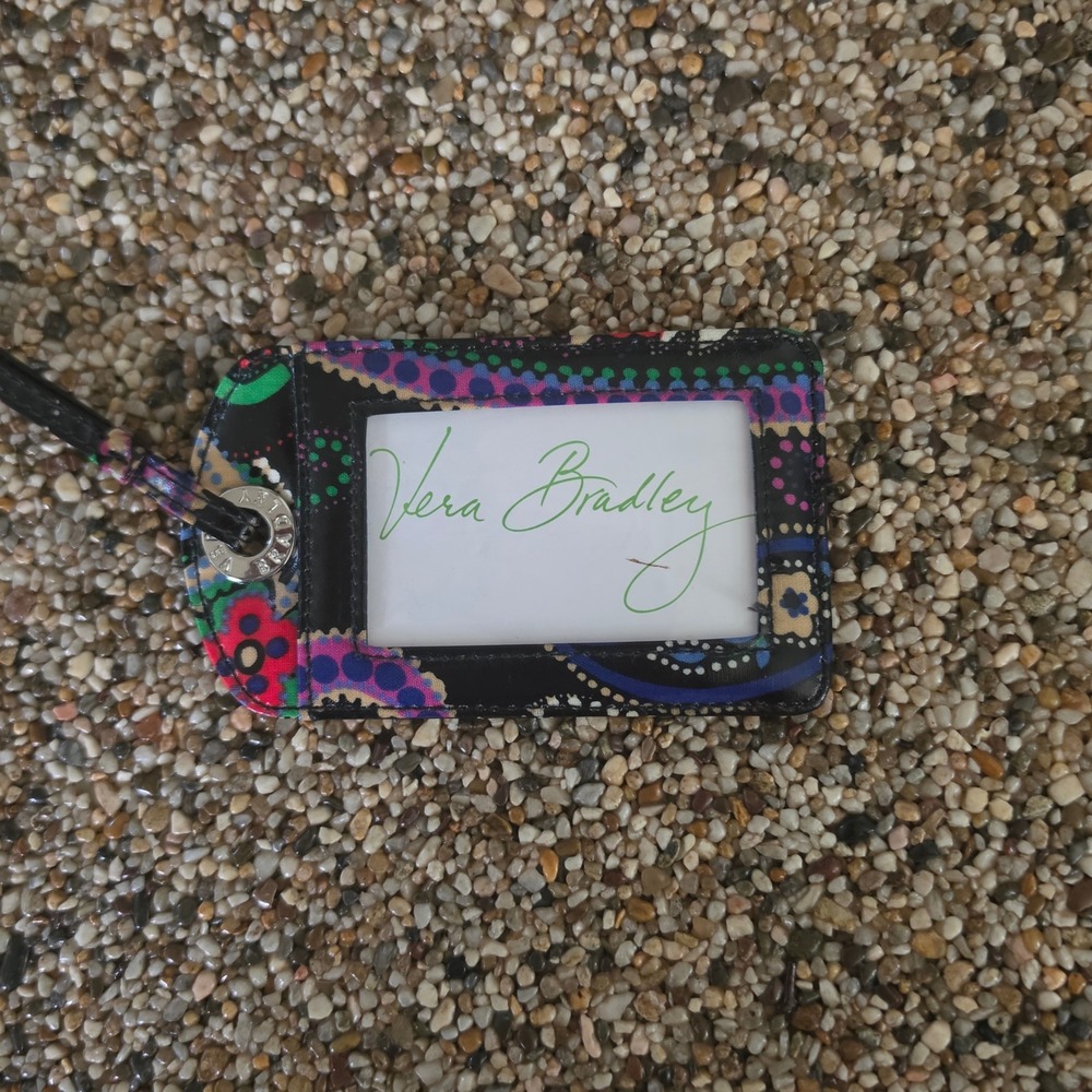 Vera Bradley Rhythm and Blues Paisley Luggage Tag Black Floral ID Holder